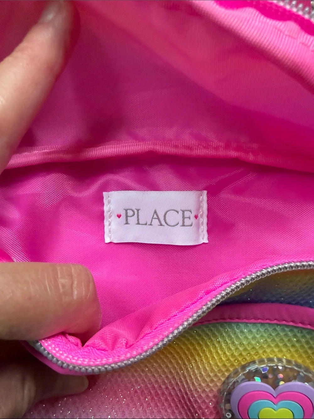 NWOT Children's Place Girls Rainbow Heart Fanny Pack - Pink Trim
